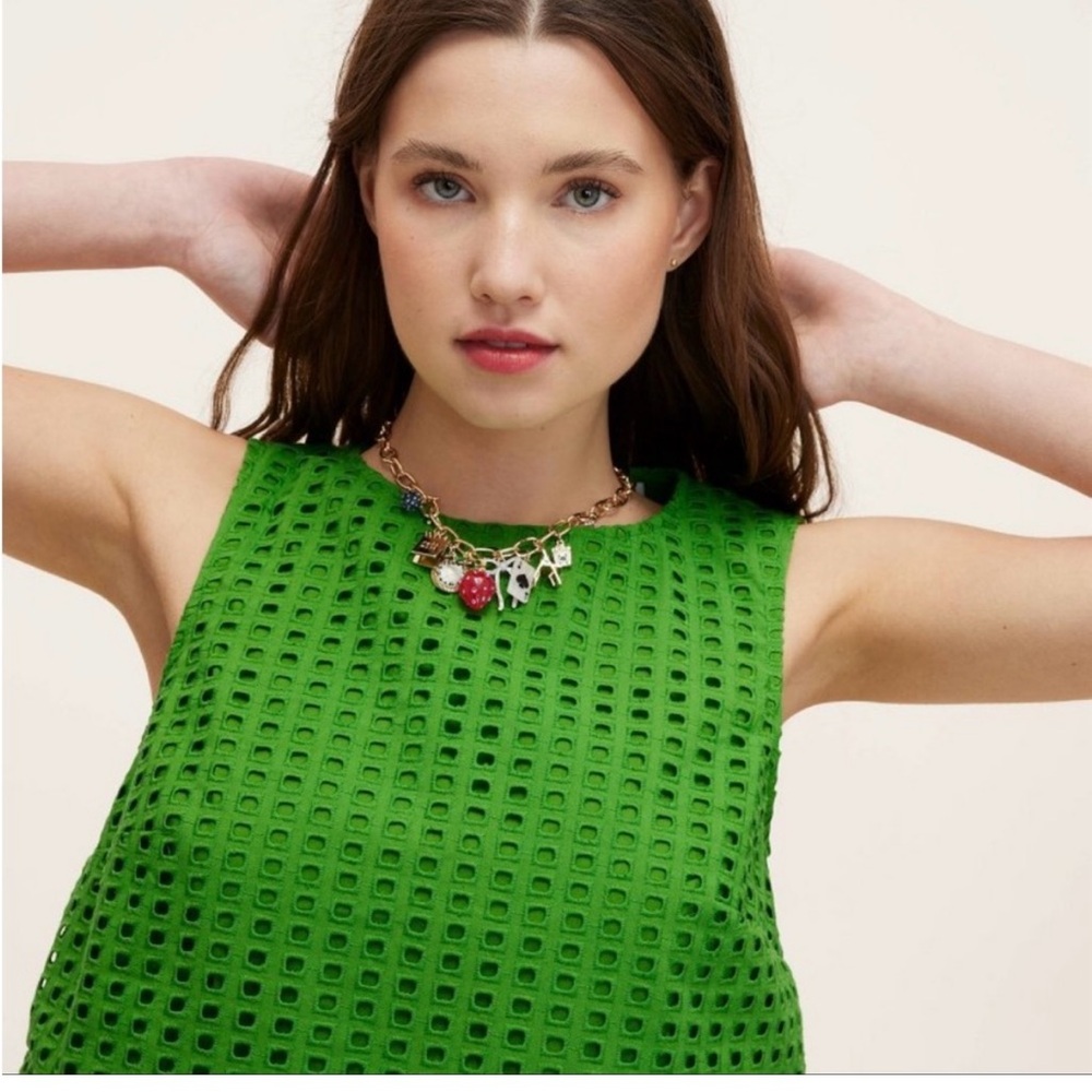 Kate Spade Target Green Eyelet Skirt and Top XL with Charm Necklace New - Picture 3 of 9